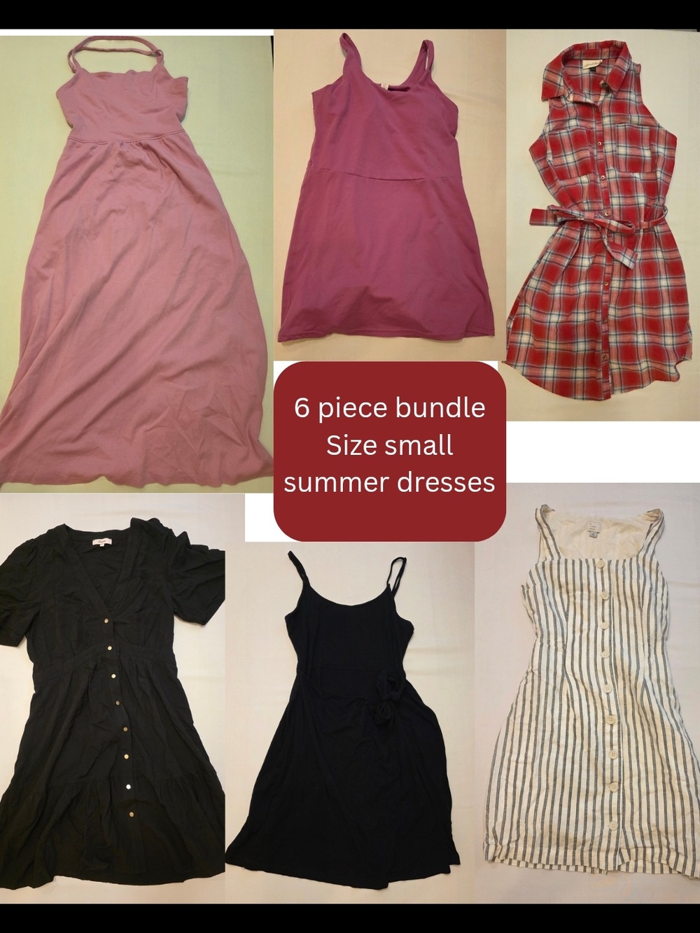 6 Piece Casual Summer Dress Bundle Size Small Various Styles & Brands
